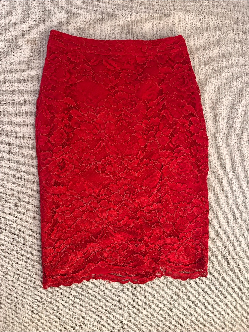 The Limited Petite 00 Red Lace Pencil Skirt